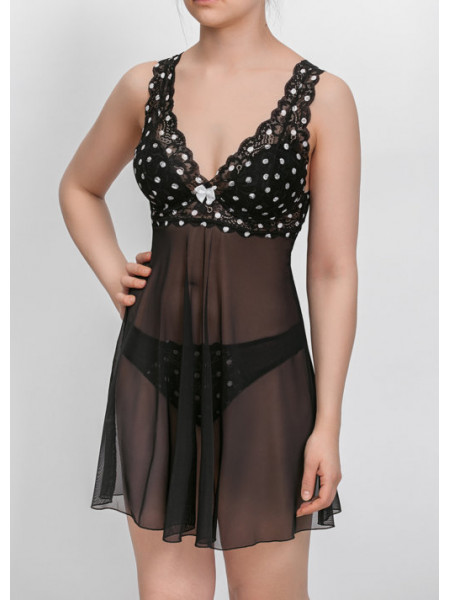 Комплект Dimanche Lingerie Merletto 6075/76 черный в горох